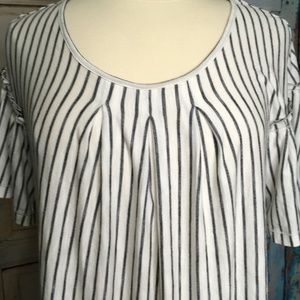 Max Studio Knit Top, Cream w/ Black Stripes NWOT